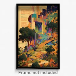 Hebrew Movie Poster - Wire Frame Glitchy Archipelago (Israel Film Art Print)