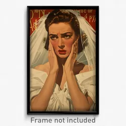 Greek Movie Poster - Woman Feeling Annoyed, Bulky Wedding Dress (Art Print)