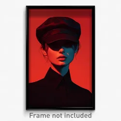 Art Poster - Woman Feeling Bitter Wearing Glamorous Cabbie Hat (Art Print)