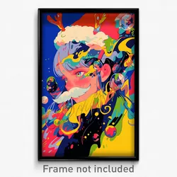 Art Poster - Woman Feeling Caring Wearing Tremendous Santa (Art Print)