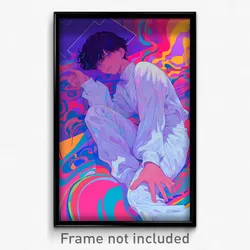 Anime Art Poster - Boy Feeling Suspicious, Hard To Find White Bodysuit (Print)