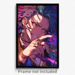Anime Art Poster - Boy Feeling Grinning Wearing Handmade Earrings (Print)