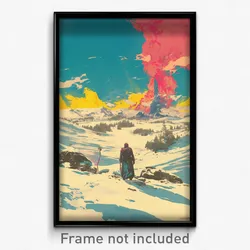 Icelandic Movie Poster - Stark Snowfields (Iceland Retro Film Art Print)