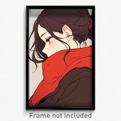 Anime Art Poster - Woman Feeling Idleness Wearing Adorable Red Scrunchie (Print)
