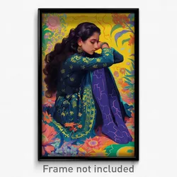 Bollywood Movie Poster - Woman Feeling Indignant, Wobbly Purple Legwear (Print)