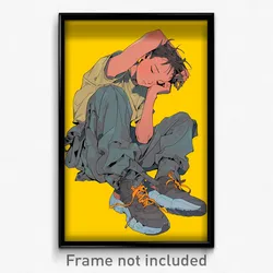Art Poster - Boy Feeling Helpless Wearing Second Hand Baggy Clothes (Art Print)