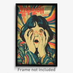 Korean Movie Poster - Woman Feeling Thrilled, Voluminous Grey Sleeves (Print)
