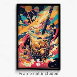 Movie Art Poster - Golden Brown Sugar Milk Tea (Psychedelic Retro Film Print)