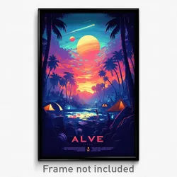 Movie Art Poster - Alive Campsite (Psychedelic Trippy Retro Cartoon Film Print)