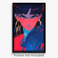 Movie Art Poster - Girl Feeling Irritated, Zany Gold Earrings (Retro Film Print)