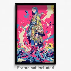 Anime Art Poster - Woman Feeling Self Caring, Sturdy Patterned Clothing (Print)