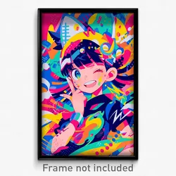 Anime Art Poster - Boy Feeling Delighted, Feminine Crescent Hat Ornament (Print)