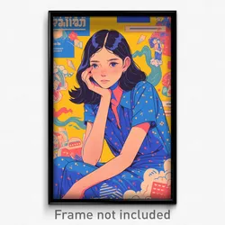 Thai Movie Poster - Woman Feeling Relaxed, Rectangular Blue Dress (Art Print)