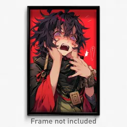 Anime Art Poster - Boy Feeling Rash Wearing Cheery Black Capelet (Print)