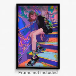 Anime Art Poster - Woman Feeling Negative Wearing Slim Shoes (Print)