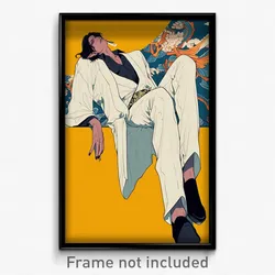 Anime Art Poster - Man Feeling Epiphany Wearing Comfortable White Suit (Print)