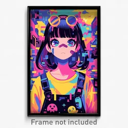 Art Poster - Girl Feeling Acceptance Wearing Aged Shoulder Strap (Art Print)