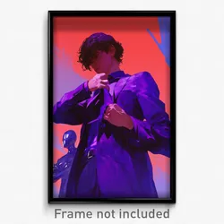 Movie Art Poster - Boy Feeling Embarrassment, Purple Adjusting Necktie (Print)