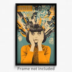 Russian Movie Poster - Girl Feeling Stressed, Candid Yellow Cardigan (Art Print)
