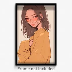 Anime Art Poster - Woman Feeling Driven Wearing Expensive Beige Sweater (Print)