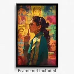 Bollywood Movie Poster - Girl Feeling Scorn, Athletic Blue Jacket (Art Print)