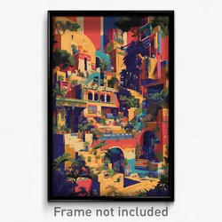 Movie Art Poster - Bold Courtyard (Psychedelic Trippy Retro Cartoon Film Print)