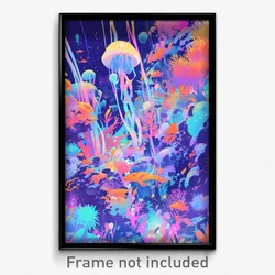 Art Poster - Infinite Coral Reef (Psychedelic Trippy Weird 11x17 Cartoon Print)