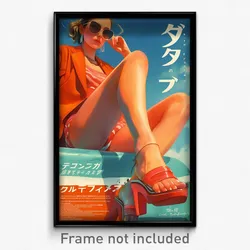 Icelandic Movie Poster - Woman Feeling Anticipation, Wavy Gradient Legwear