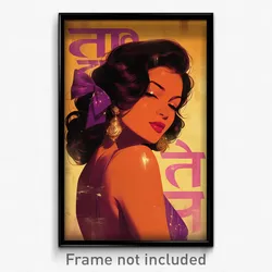 Bollywood Movie Poster - Woman Feeling Mystified, Immaterial Purple Bow (Print)