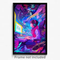 Movie Art Poster - Girl Feeling Greed, Purple Pink Vest (Retro Film Print)