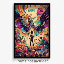 Hebrew Movie Poster - Boy Feeling Schadenfreude, Feminine Feathered Wings