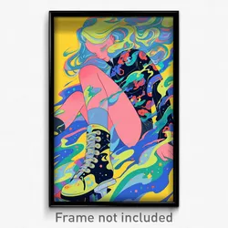 Movie Art Poster - Woman Feeling Irritated, Wavy Roller Skates (Film Print)