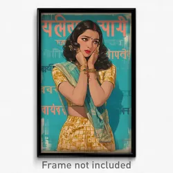 Bollywood Movie Poster - Girl Feeling Anticipation, Bumpy Leggings (Art Print)
