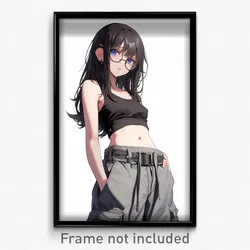 Anime Art Poster - Girl Feeling Expectancy Wearing Famous Grey Pants (Print)