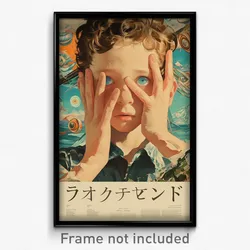 Greek Movie Poster - Boy Feeling Idleness, Wobbly Blue Scrunchie (Art Print)