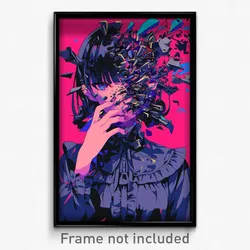 Anime Art Poster - Woman Feeling Comfortable Wearing Gray Frilled (Print)