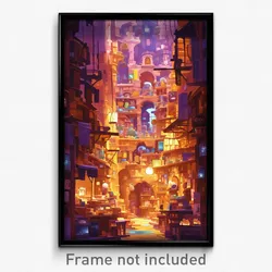 Art Poster - Creepy Marketplace (Psychedelic Trippy Weird 11x17 Cartoon Print)