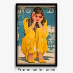 Bollywood Movie Poster - Woman Feeling Dejection, Mellow White Pants (Art Print)