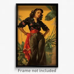 Mexican Movie Poster - Woman Feeling Pride, Cheery High Waist Pants (Art Print)