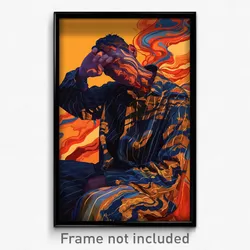 Art Poster - Man Feeling Pride, Reflecting Vertical Striped Dress (Art Print)