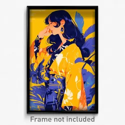 German Movie Poster - Woman Feeling Passion, Gripping Orange Kimono (Art Print)