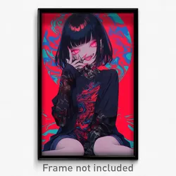 Anime Art Poster - Girl Feeling Contentment Wearing Shady Black (Print)