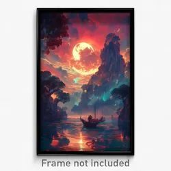 Art Poster - Majestic Waterway (Psychedelic Trippy Weird 11x17 Cartoon Print)