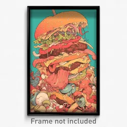 Art Poster - Vast Hamburger (Psychedelic Trippy Weird 11x17 Cartoon Print)