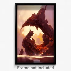 Art Poster - A Steampunk Submarine Exploring Underwater Caves