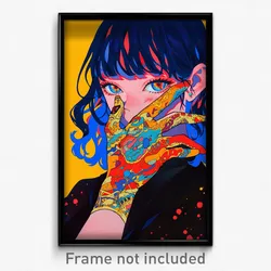 Anime Art Poster - Girl Feeling Schadenfreude Wearing Fresh Print Gloves (Print)