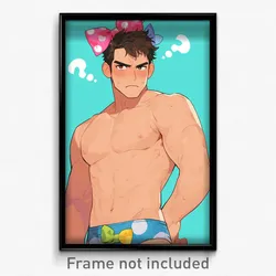 Anime Art Poster - Man Feeling Unsure, Multicolored Polka Dot Ribbon (Print)