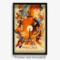 French Movie Poster - Orange Vinyl Record (France Retro Film Art Print)