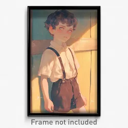 Art Poster - Boy Feeling Reluctant Wearing Well To Do Summer Uniform (Print)