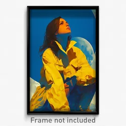 Movie Art Poster - Woman Feeling Hope, Jagged Yellow Sleeves (Retro Film Print)